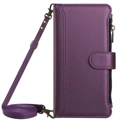 Multi-Card Slots Zipper Wallet Flip Cover with Lanyard for Redmi Note 12S 4G (YB0919)