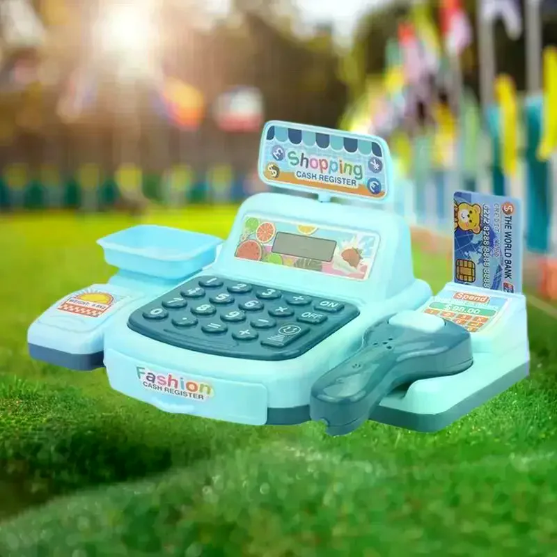 1세트 전자 게임 조명 및 음향 효과 슈퍼마켓 계산대 장난감 시뮬레이션 쇼핑 계산대 장난감