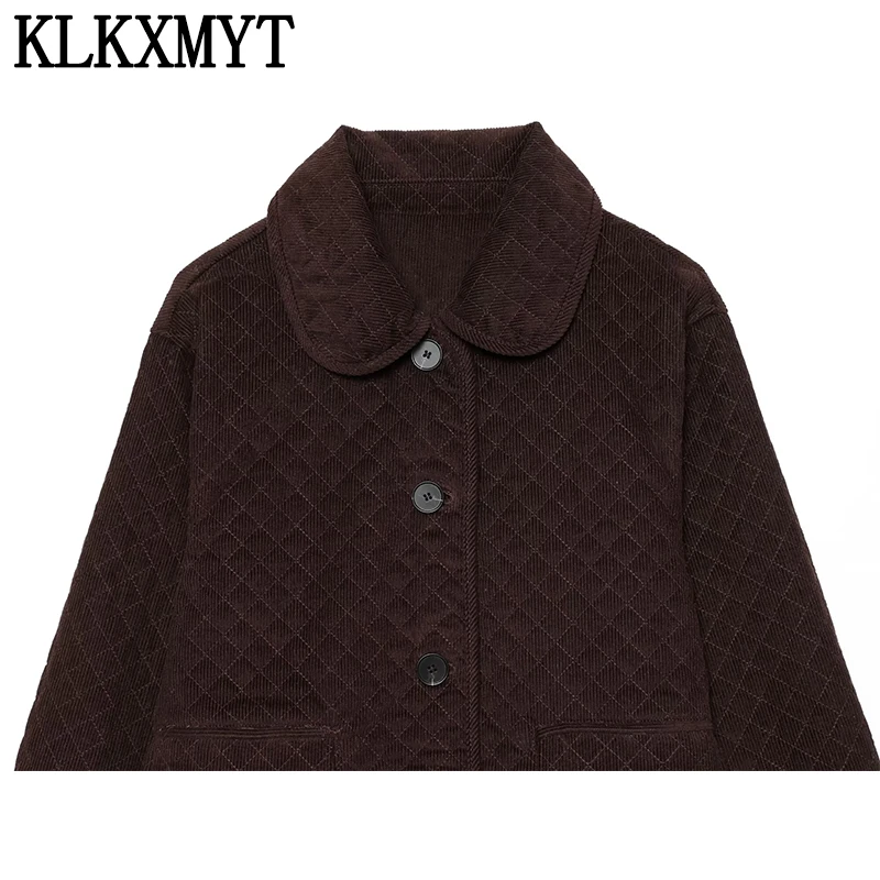 Veste Courte Femme en Velours Côtelé Chic Décontracté KLKXMYT – Nouvelle Collection Automne 2026 – Style Streetwear à Manches Longues et Col Revers