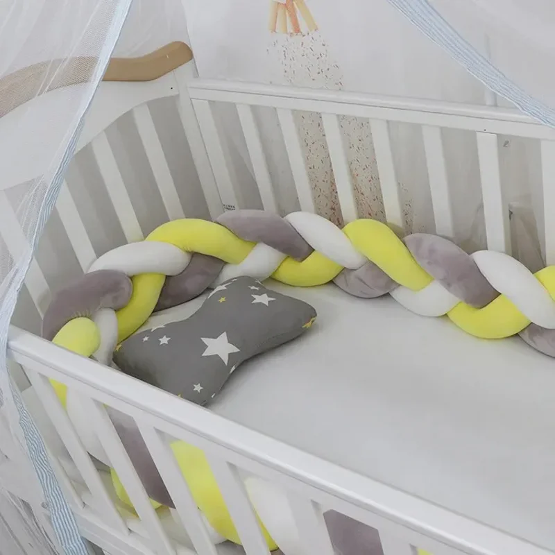 Baby Crib Protector Bed Braid Knot Cushion for Infant Kids 3 Shares Toddler Baby Bed Bumpers In The Crib Newborn 1M/2M/3M/4M - 3