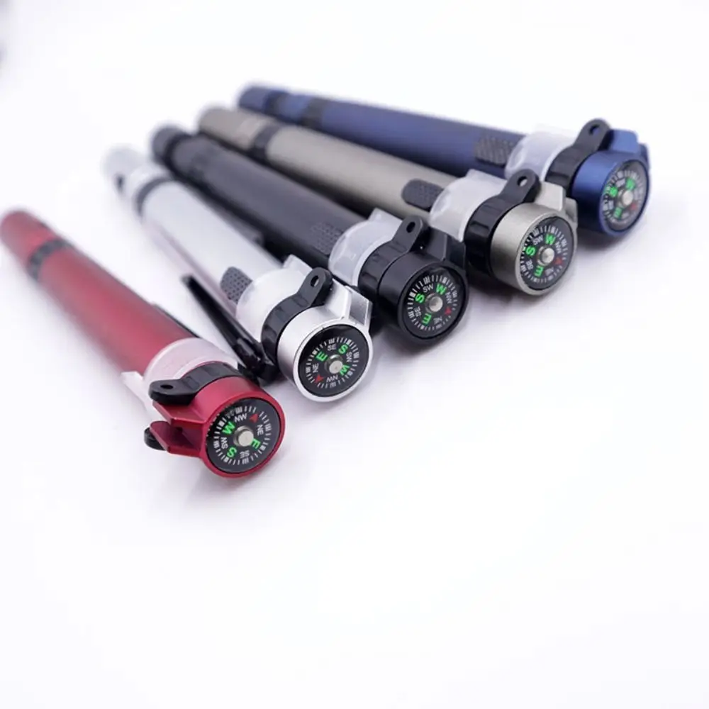 Multifunction Pen 6-In-1 Multi Function Pen Compass Ballpoint Pen Flashlight LED Light Mobile Phone Holder Screwdriver Outdoor Survival