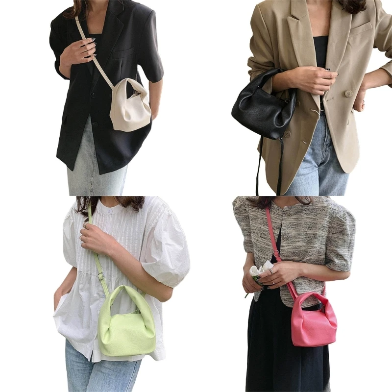 

Ruched Bag for Women Bag PU Leather Shoulder Bag Casual Crossbody Bag E74B