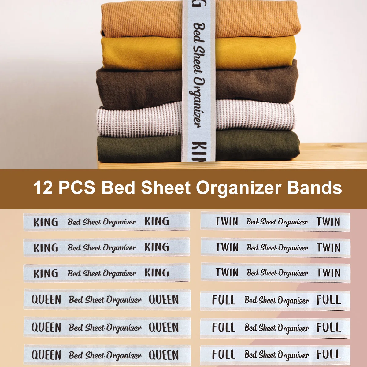 Elastic Bed Sheet Organizer Bands Set for King Queen Full Twin
