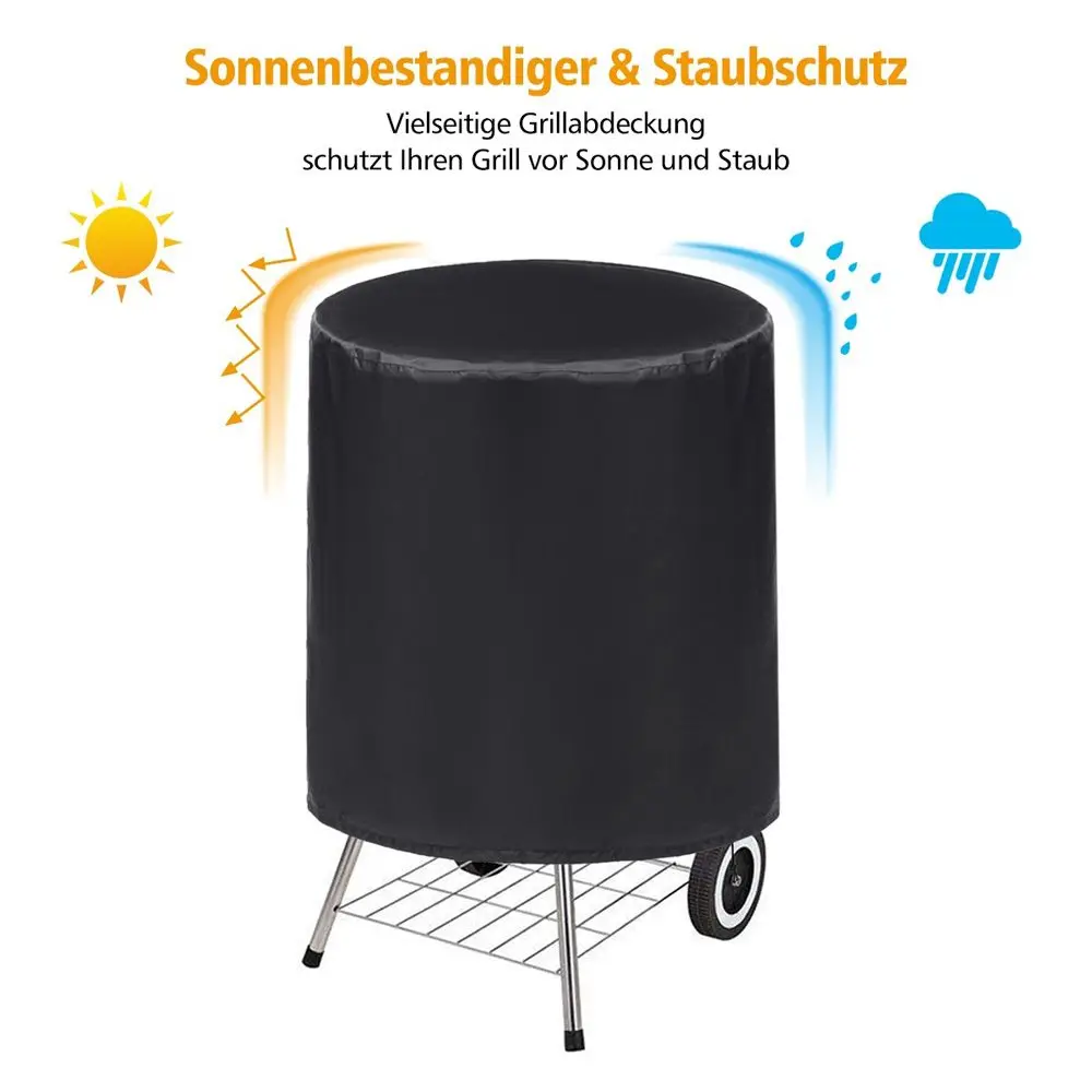 Round Black Gas Rain Outdoor Charcoal BBQ Cover BBQ Accessories Protective Grill Protector