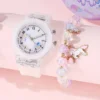 1/2pcs/set, 1pc Girls Light LED Luminous Cartoon Unicorn Quartz Wristwatch & 1pc Beaded Bracelet, Ideal choice for Gifts 5