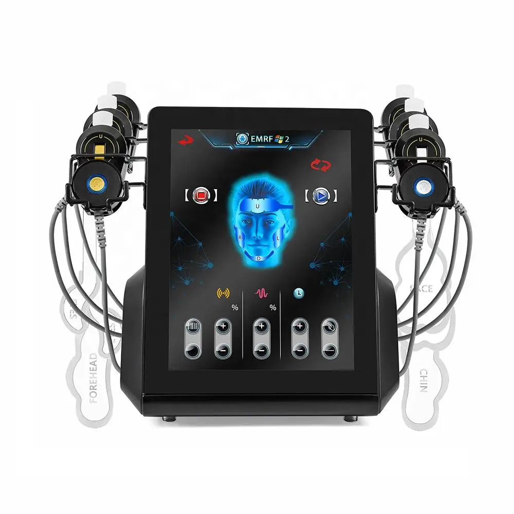 Ems RF Facial Electrostimulation Face Lifting Machine 6 Handles Sculpt Face Pads Massager Device Anti Aging Wrinkles Removal