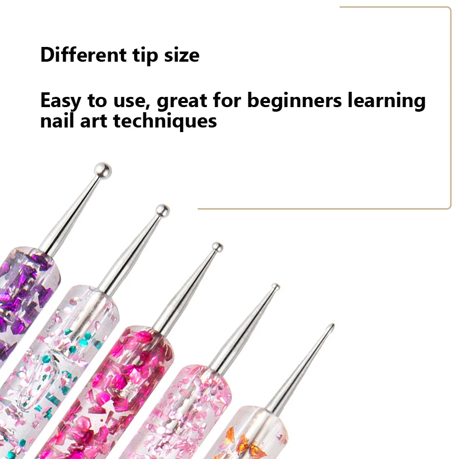 5Pcs 2-Way Nail Art Dotting Tool Set Nail Dotting Pens for Rhinestone Picker Design Drawing and Decoration nail art pen nail art picking tools rhinestone picker pen nail art tools rhinestone picking tool