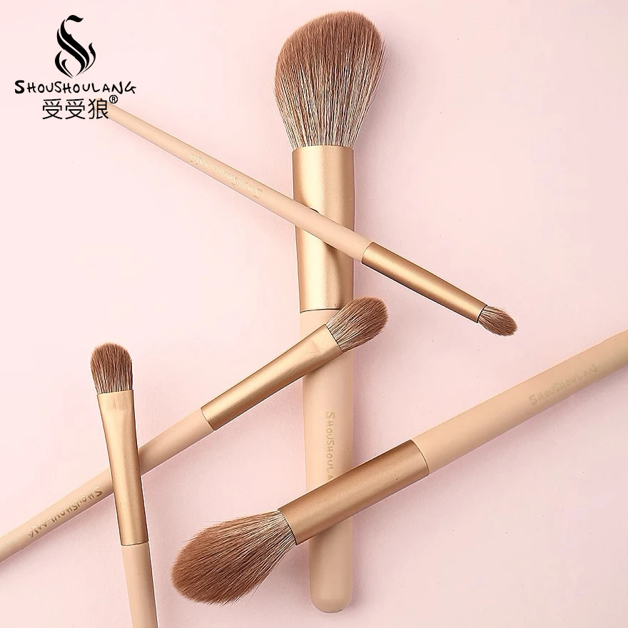 Shoushoulang Professional Make Up Brush Set 12pcs Face Powder Blush Eye Shadow Brush Soft Synthetic Fiber Makeup Brush Kit 5