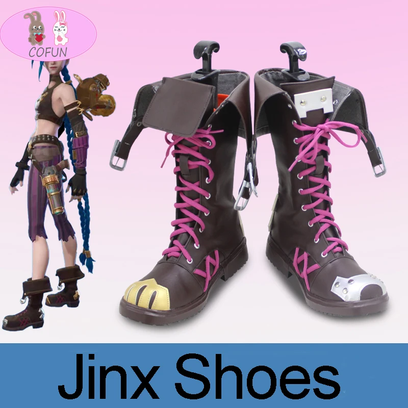 

Hot Game LoL Arcane Jinx Cosplay Shoes Props Game LOL Arcane Boots Halloween Party League of Legends Jinx Wig Shoes Outfis Free