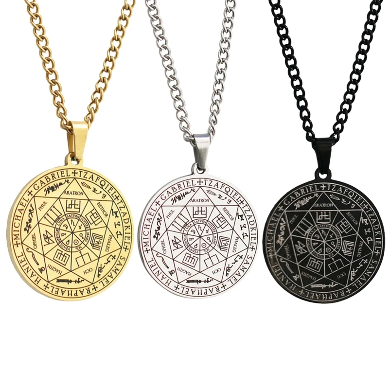 

Stainless Steel -Totem Talisman- Necklaces Retro Solomon Heptagram Necklace