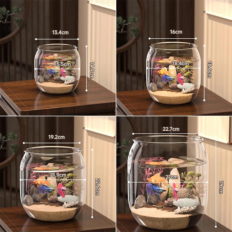 NEW Plastic Clear Round Fish Bowl Aquarium Keeper Tank Vase Pot Biotope Aquariums Tabletop Ecological Fish Tank Fall-resistant
