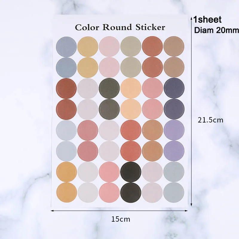15 Sheet/1 Sheet White/Colour Circles Round Code Stickers DIY Crafts Code Stickers Self-adhesive 10/16/20MM Multipurpose Round 
