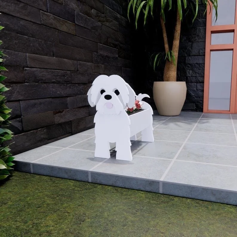 Garden Flower Pot Dog Planter Schnauzer Bulldog Poodle Corgi Yorkshire Garden Pots DIY PVC Flower Planter Garden Home Decor