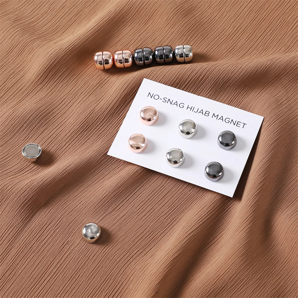 Hijab Pins Strong Alloy Magnet Women Multicolor Scarf Clip Shawl Brooch Simple Muslim Accessories 3