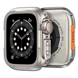 Premium Metal Protective Case for Apple Watch - Stylish and Durable Cover for All Series (Titanium orange)