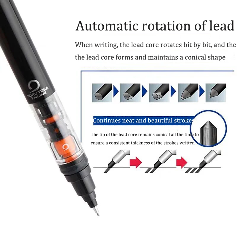 Uni Mechanical Pencil KURU TOGA Self-Revolving Lead M3/5-KS Office  Accessories 0.3/0.5mm School Supplies Stationery Art Drawing