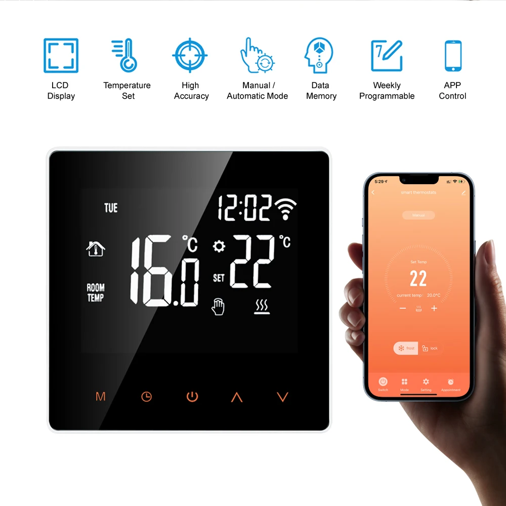 Tuya WiFi Smart Thermostat, Electric Floor Heating Water/Gas Boiler Temperature