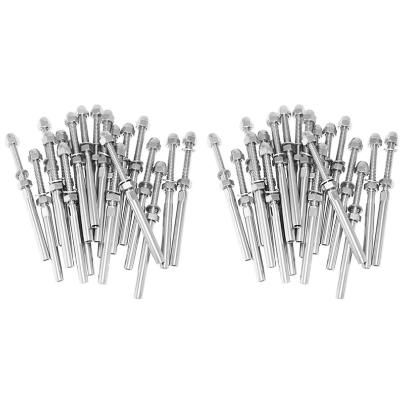 

40Pack Threaded Terminal Stud Stainless T316 Marine Grade Stud End Fitting Terminal