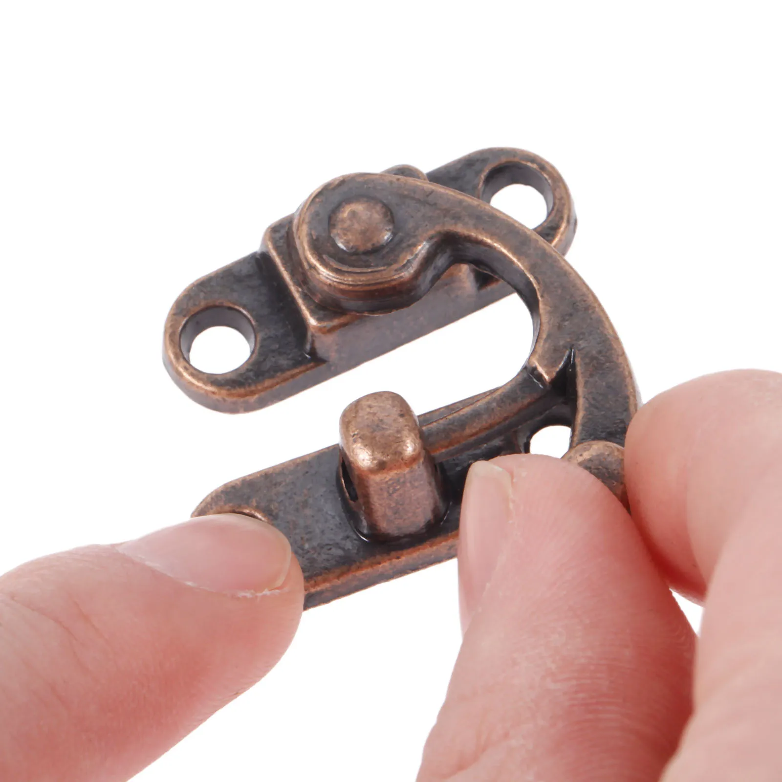 Antique Right Hook Hasp Latch 29*33mm Retro Latch Buckle Clasp Lock for Wooden Jewelry Box Toolbox Suitcase with Screws 6Pcs