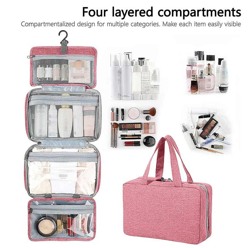 

Large Hanging Hook Toiletry Bag Waterproof Folding Handbag Travel Makeup Cosmetic Razor Storage Organizer Case Bathroom Supplies