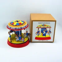 [Funny] Classic collection Retro Clockwork Wind up Metal Tin Gear High-wheel Carousel toy Mechanical toys kids baby gift