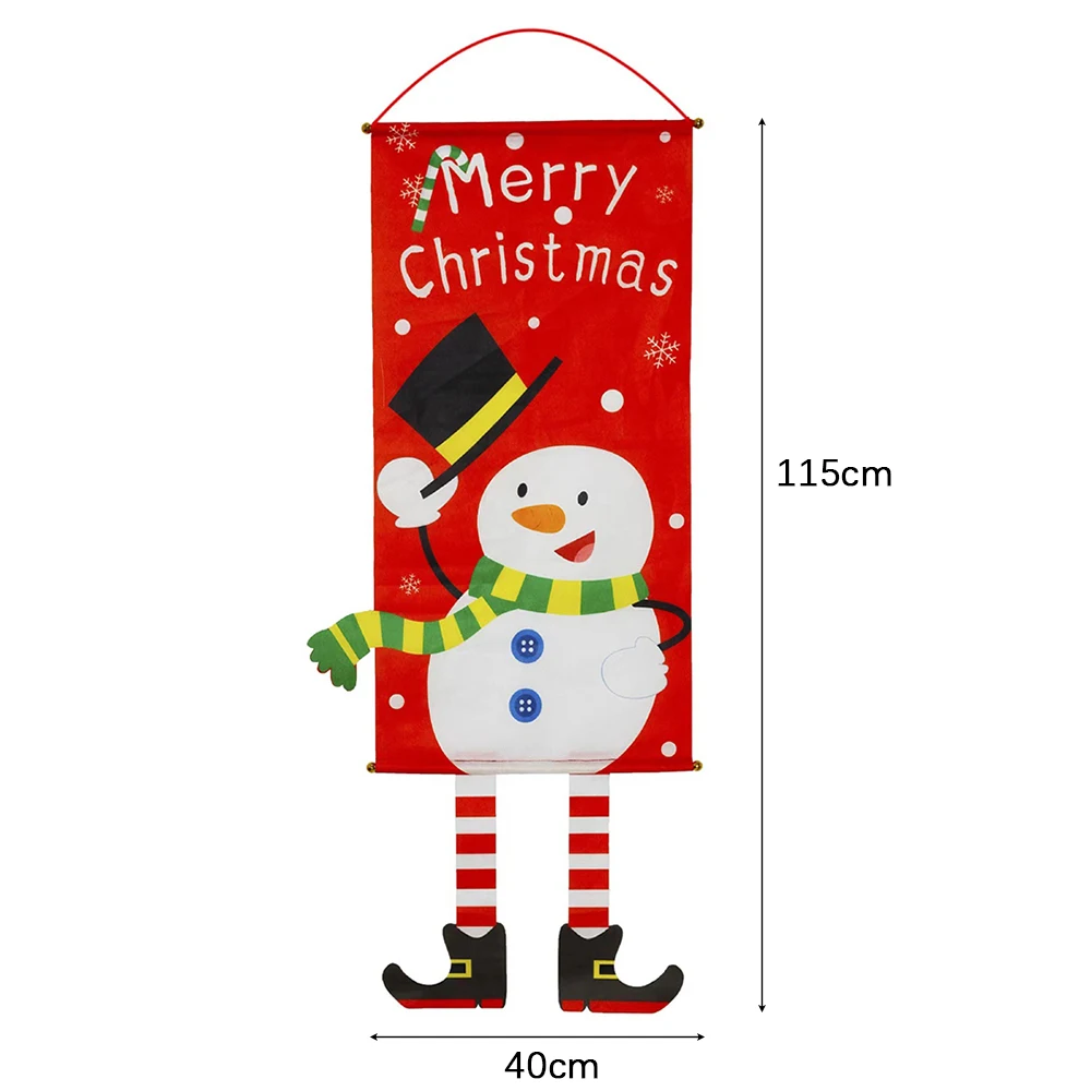 1Pc Christmas Door Banner Santa Claus Snowman Hanging Ornament Flags Christmas Decoration for Home Nonwoven Fabric Porch Flag