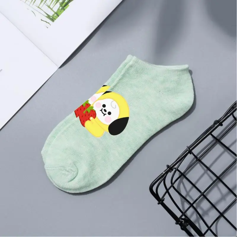 Cute Fruit Short Female Boat Socks Cartoon Fashion Print Spring and Summer Cotton Socks