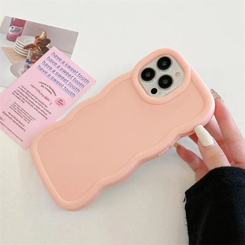 Wavy Edge Love Heart Soft Candy Color Phone Case