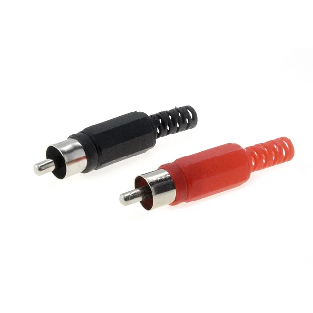 10 pcs/lot 5 Black 5 Red video RCA AV Plug Connectors Plastic Housing Stereo Audio Horn Plug Channel Dual Crimp Terminal DIY male