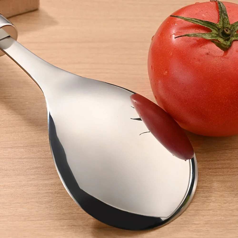 Stainless Steel Rice Spoon Thickened Heat-resistant Anti-Stick Rice Spoon Easy To Clean Wood Handle Shovel Kitchen Gadgets