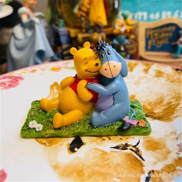 Disney Cute Cartoon 8cm Winnie The Pooh and Eeyore Resin Action Figure Model Hand Action Toy Home Decor Toy Children's Gift 1