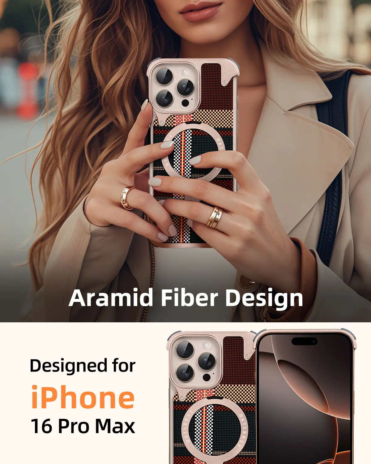 Eary for iPhone 17 16 Pro Max Phone Case With Magsafe Stand Magnetic Carbon Fiber Textured Cover Frameless Shockproof Bumper