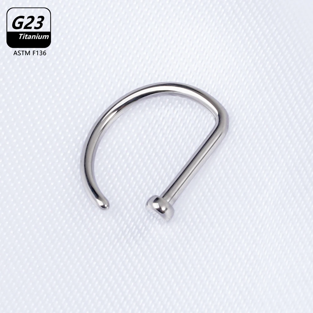 10pcs/Lot ASTM F136 Titanium 20g Open D Shape Nose Ring 8MM 10MM G23 Fake Medical Helix Stud Earring Septum Nostril Piercing