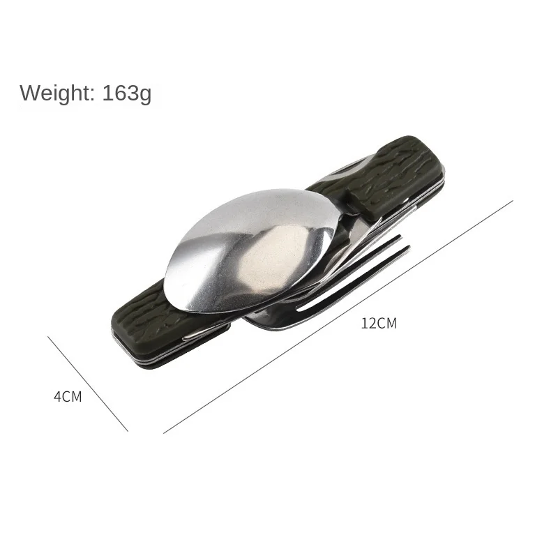 2 PCS Outdoor Camping Cutlery Stainless Steel Wire Handle Knife, Fork And Spoon 3-Piece Portable Folding Travel Dinner Knife Set 4
