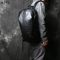 NZPJ Leather Men's Backpack Natural Cowhide Large Capacity Travel Bag Outdoor Schoolbag Business Computer Bag For 15 Inch Laptop 1
