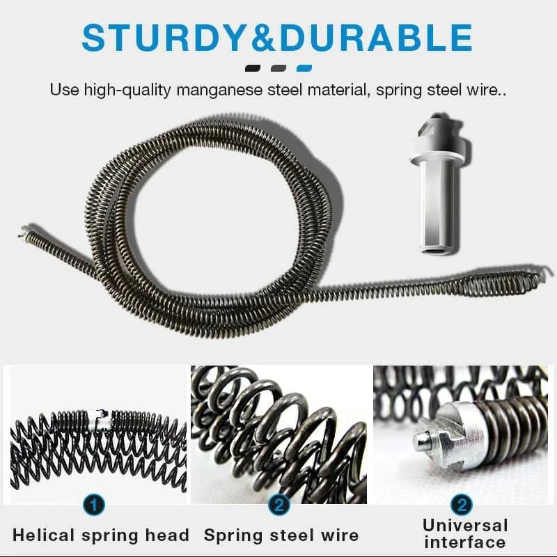 

1m Drain Dredging Spring Sink Toilet Pipe Unblocker Sewer Cleaning Hair Dredging Tool Professional Pipe Plunger Unclog Drains