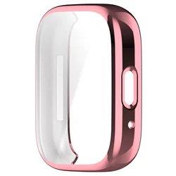 Premium Silicone WatchBand Strap with TPU Case Cover for Redmi Watch 3 Active - Sports Bracelet (Pink 2)
