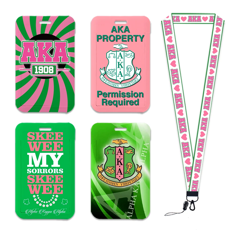 Alpha Kappa Alpha Sorority AKA Women Lanyards ID Badge Holder Card Case