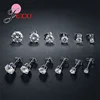 6 Pairs 3/4/5/6/7/8MM Mix Size 925 Silver Needle Rhinestone Claw Setting Simple Classic Stud Earrings for Man Woman Girl Boy 1