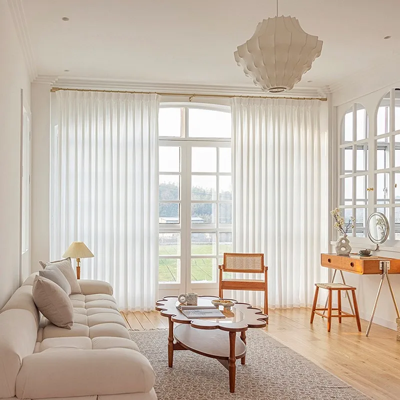 Velcro Thick Dense Soft Tulle Silk Like Sheer Curtains For Living Room Bedroom Window Voiles S Folds Kitchen Drapes Cream White sheer curtains,window curtains,decor curtains,light filtering curtains