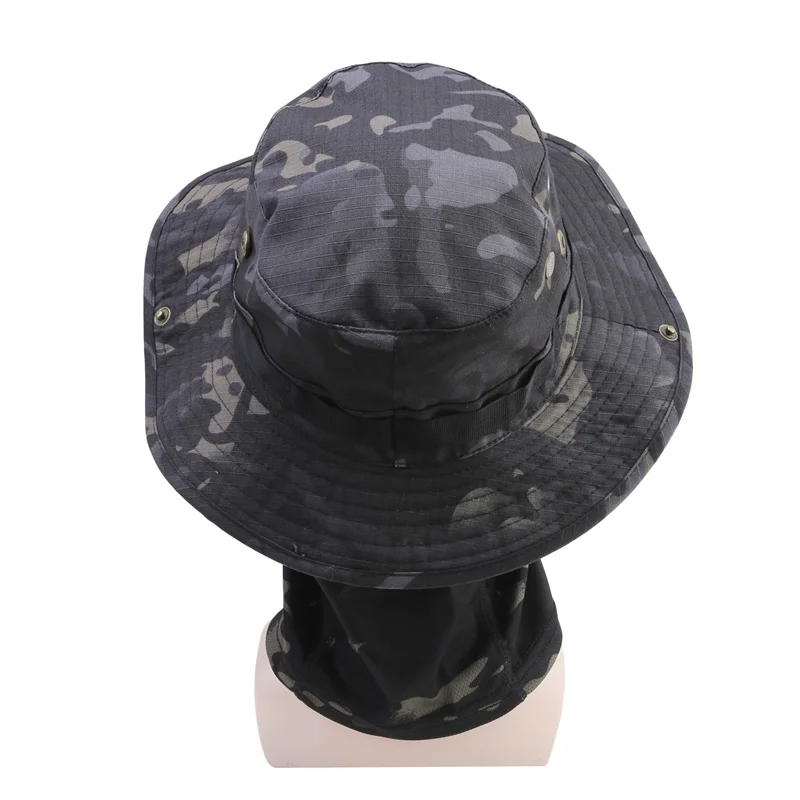 New Camo Enthusiasts Square Pocket Bonnie Cap Benny Hats Fishing Hiking Outdoor Sun Caps With Neck Scarf