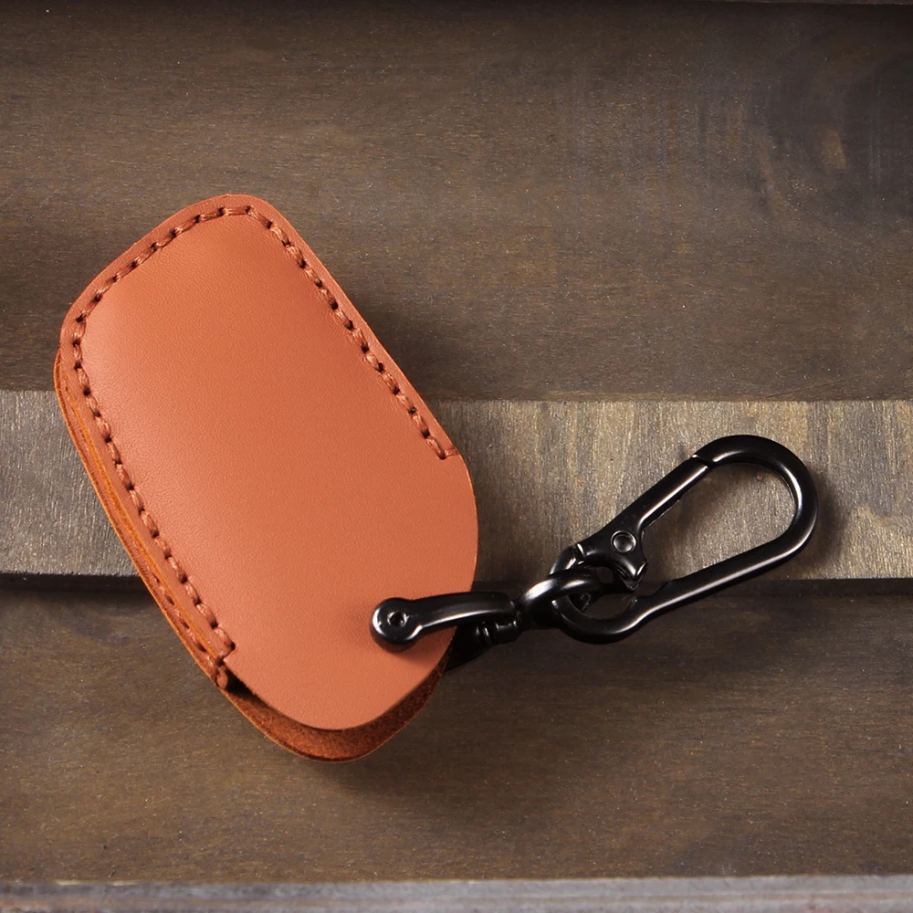 Elegant 3-Button Leather Key Cover Case
