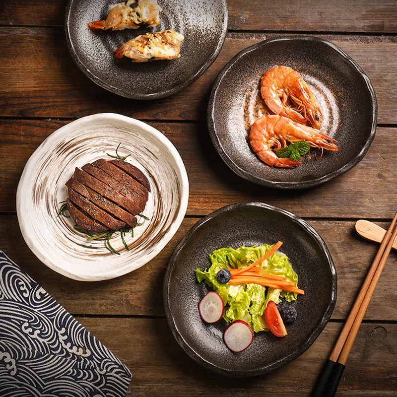 

Japanese and Korean Ceramic Plates Irregular Cooking Sushi Snack Plates Household Dishes Creative Restaurant Tableware