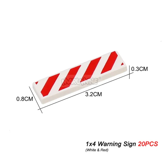 Marumine Danger Stripes Black Pattern 24311x4 Tile with Printing MOC Building Bricks Parts Accessories Pieces for Construction 5