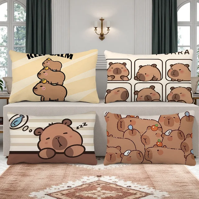 Mignon intéressant Kapibala housse de coussin Rectangle taie d'oreiller impression chevet canapé chambre décoration de la maison taie d'oreiller 1