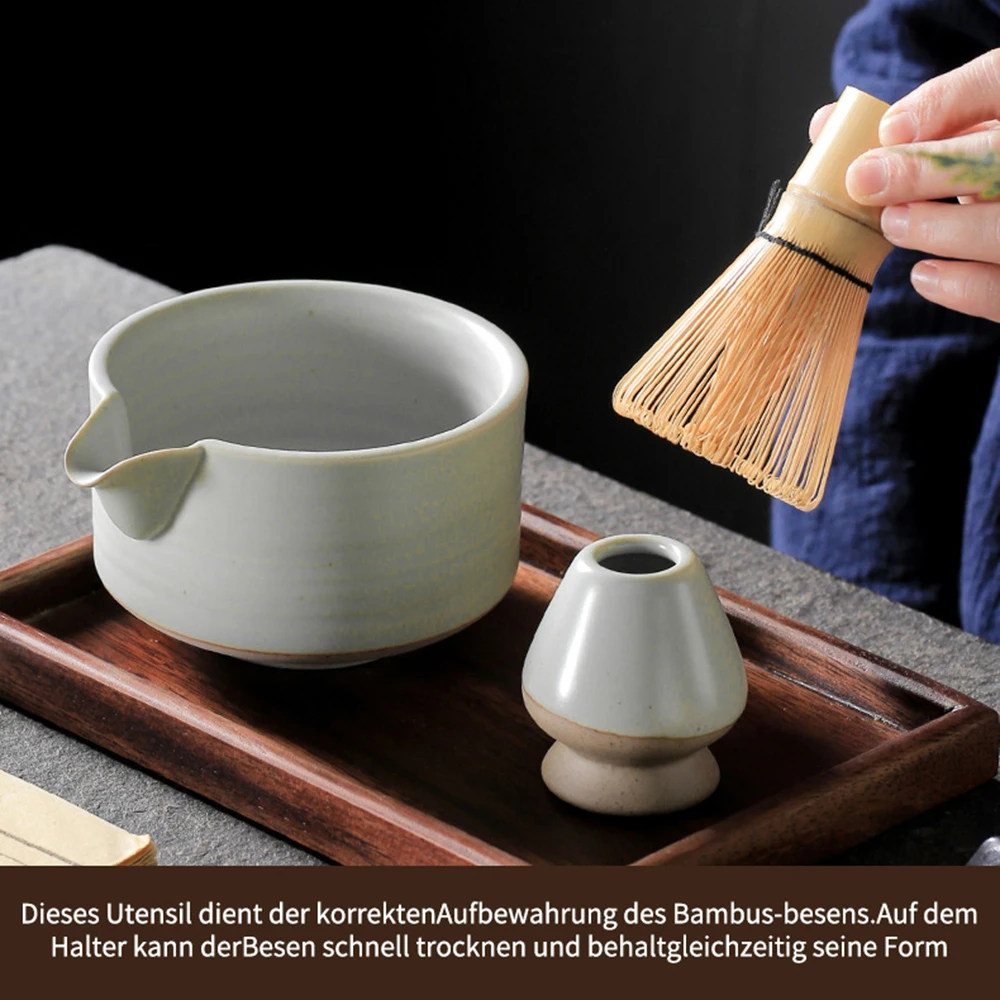 Japanese Matcha Whisk Stand Reusable Matcha Making with Ceramic Bowl Whisk Holder Tea Accessories Teaware