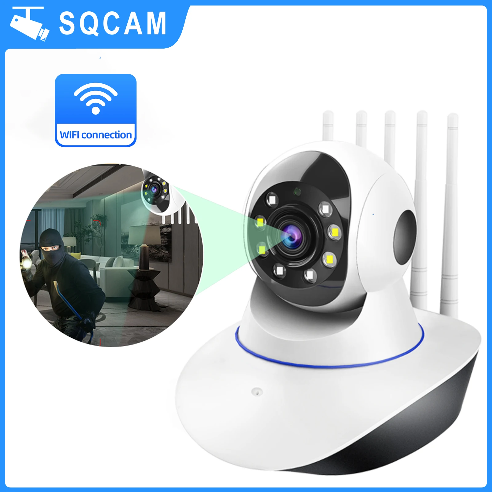 

SQCAM IP smart security camera 1080p wifi camera security protection for home 360 ptz surveillance cameras with night vision