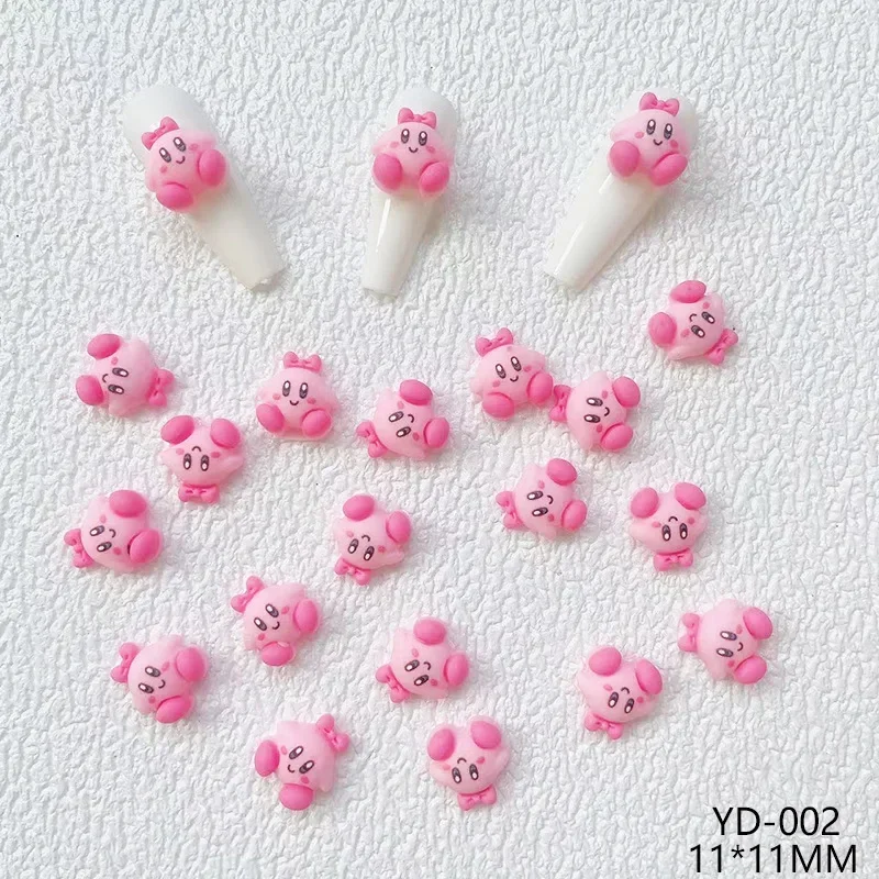 Kirbies 애니메이션 네일 참 라인석 장식, 귀여운 네일 쥬얼리 보석, 아크릴 DIY 만화 매니큐어 네일 액세서리, 20 개