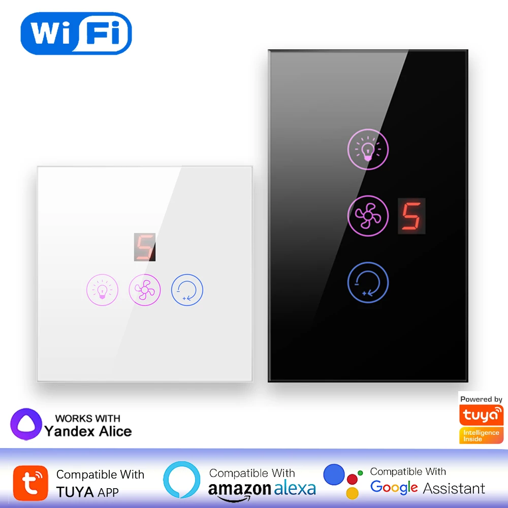 Tuya Smart Wifi Fan Light Switch Controller Eu/Us Ventilatore Da Soffitto Interruttore Lampada Telecomando App Controllo Velocità Funziona Con Alexa G