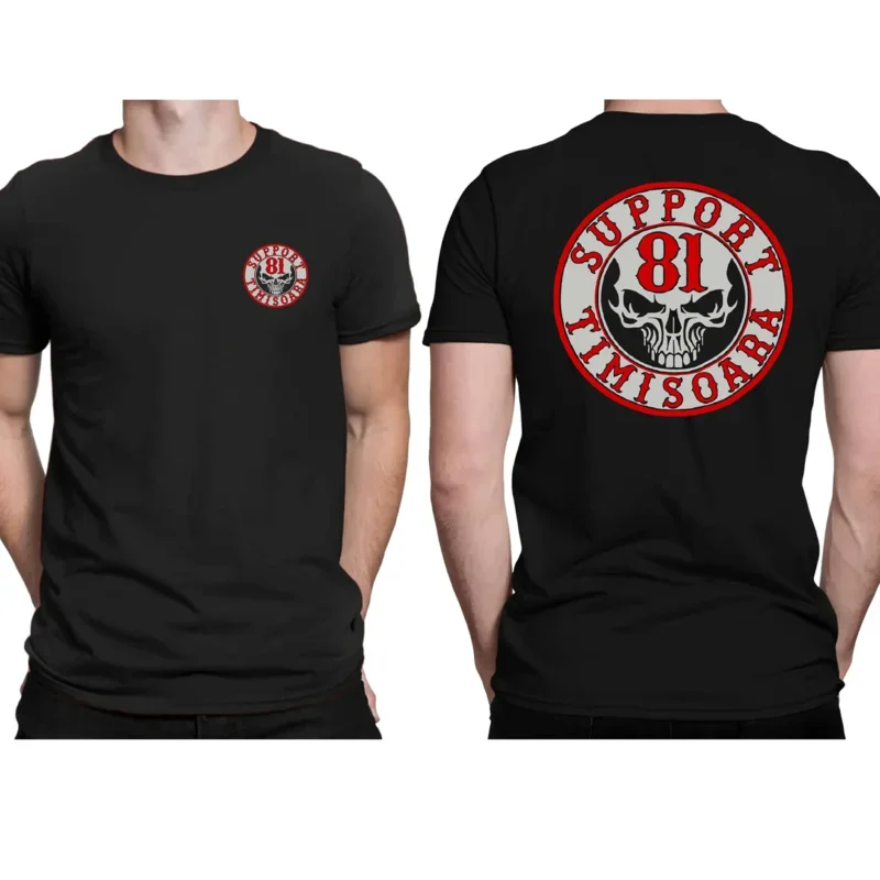 

2023 Hot Sale Summer 100% Cotton Hells Angels Timisoara Scull Support81 Black T Shirt Men Cool Tee Hip Hop Streetwear T-Shirt
